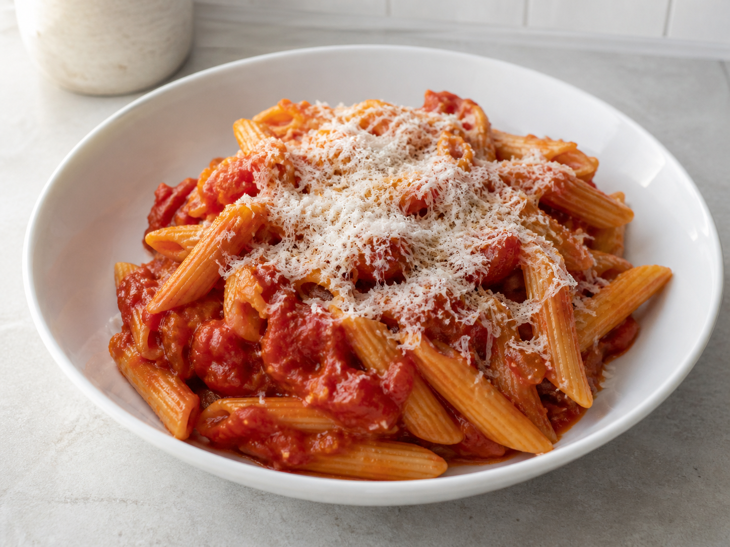 Pasta med tomatsovs og parmesan